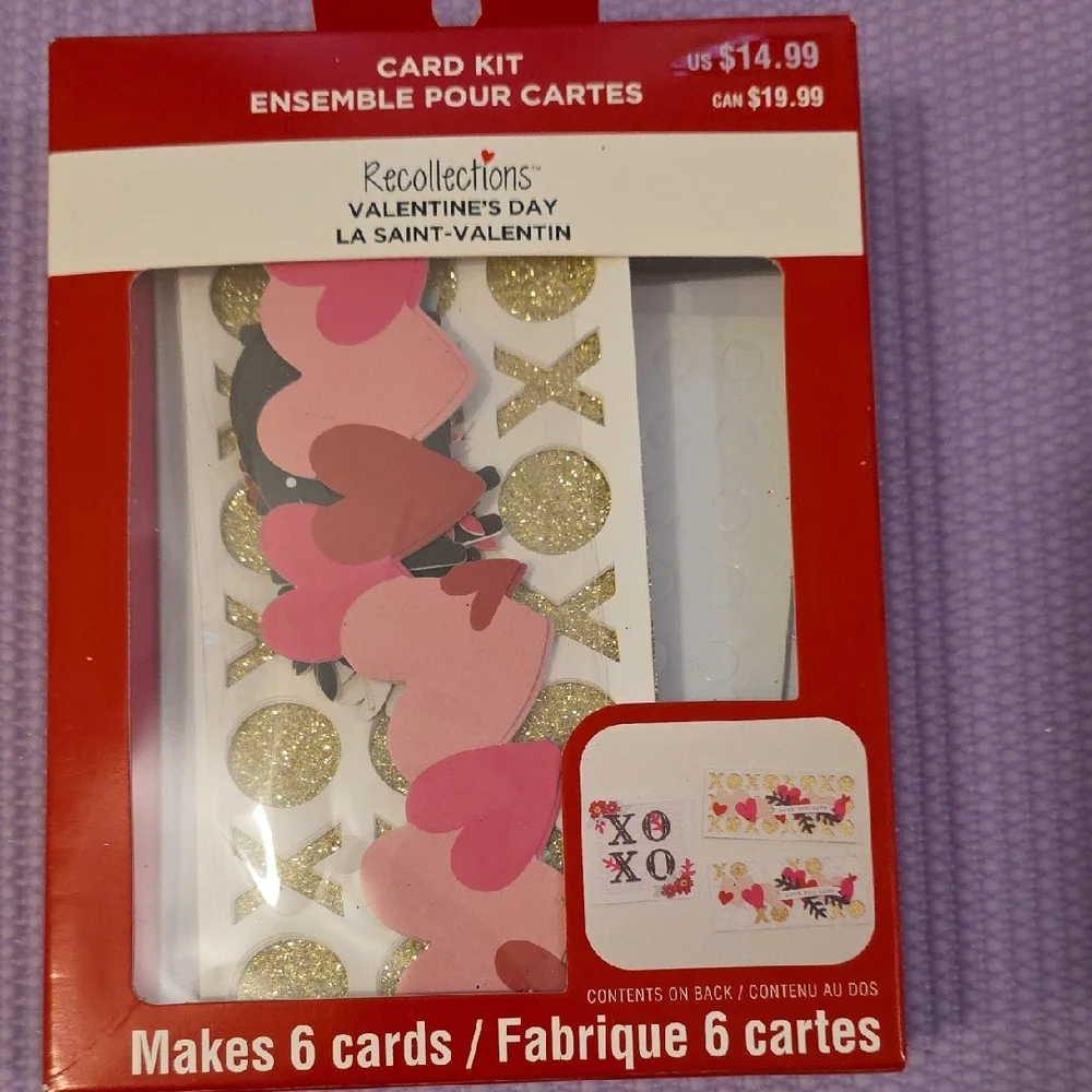 Recollections Valentine's Day Card Kit with Pink and Gold Glitter